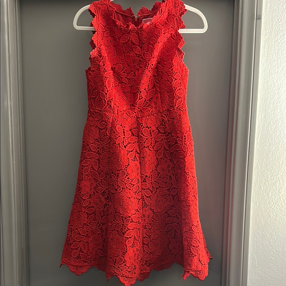 Red Lace Sleeveless Dress